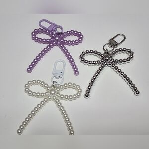 Beaded Bow Keychain Set  Purple Silver White‎ Crafts Crafters Supplies Accessory